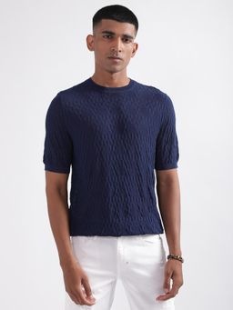 Antony Morato - Mens Self Design Blue Sweater
