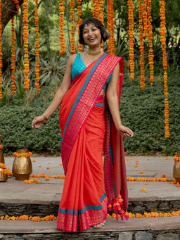 Suta - Women's Orange Woven Saree