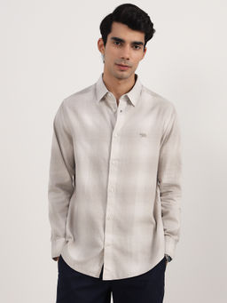 Andamen - Pearl Grey Check Regular Fit Casual Shirt