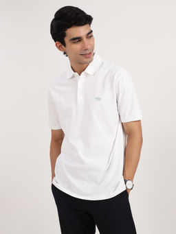 Andamen - Regular Fit White Men's Half Sleeve Gold Finish Polo