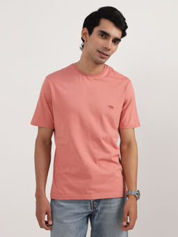Andamen - Regular Fit Pink Men's Half Sleeve Gold Finish Crew