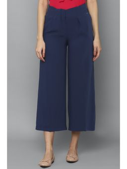 Allen Solly - Navy Blue Solid-Plain Bottoms Pants and Trousers