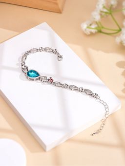 Yellow Chimes - Silver Tone Blue Crystal Studded Bracelet