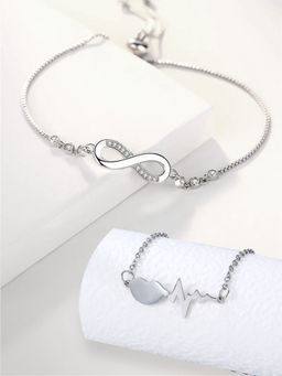 Yellow Chimes - Charm Bracelets for Women Combo of 2 Silver Tone Infinity Designed Bracelet