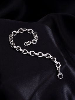 Yellow Chimes - Silver Tone Stainless Steel Chain Bracelet for Men