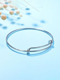 Yellow Chimes - Fashion Silver Bangle Bracelet Stainless Steel Adjustable
