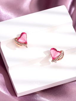 Yellow Chimes - Crystal Studs Pink Earrings
