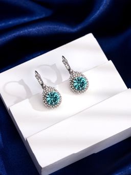 Yellow Chimes - Silver Tone Teardrop Earrings Green