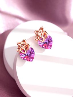 Yellow Chimes - Earrings Crystal Studs Purple
