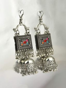 Yellow Chimes - Women Silver Jumkis Earrings