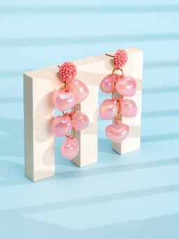 Yellow Chimes - Peach Danglers Earrings