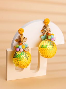 Yellow Chimes - Yellow Sparkling Drop Earrings