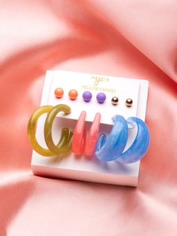 Yellow Chimes - Combo of 6 Pairs Stud & Hoop Earrings for Women