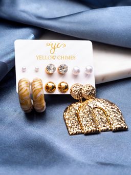 Yellow Chimes - Combo of 6 Pairs Danglers Drop & Stud Earrings for Women Multi-Color