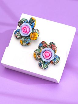 Yellow Chimes - Flower Stud Earrings for Women Multi-Color