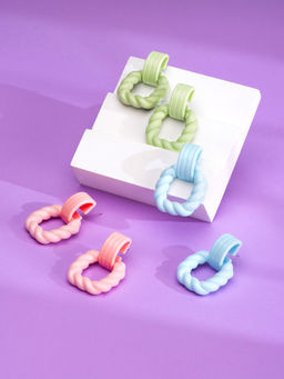 Yellow Chimes - Combo of 3 Drop Earrings Multi-Color