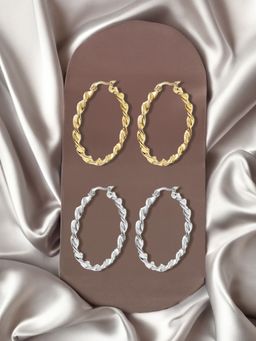 Yellow Chimes - Combo of 2 Pairs Hoops Earrings 3cm Multi-Color