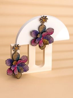 Yellow Chimes - Flower Drop Earrings for Women Multi-Color