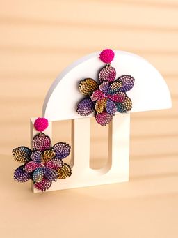 Yellow Chimes - Flower Drop Earrings for Women Multi-Color