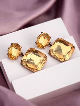 Yellow Chimes - Yellow Crystal Drop Earrings for Women