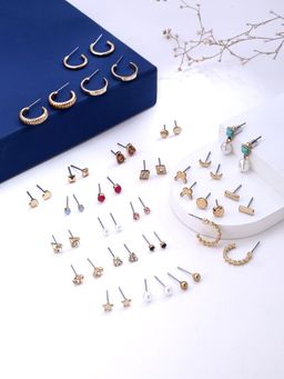 Yellow Chimes - Multi-Color Earrings Combo of Studs & Hoops