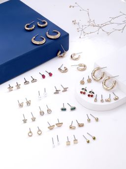 Yellow Chimes - Multi-Color Earrings Combo of Studs & Hoops