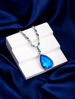 Yellow Chimes - Blue Crystal Designed Charm Pendant Necklace