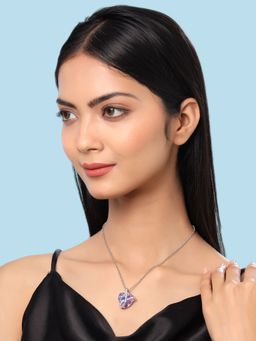 Yellow Chimes - Heart Designed Crystal Pendant Chain Necklace