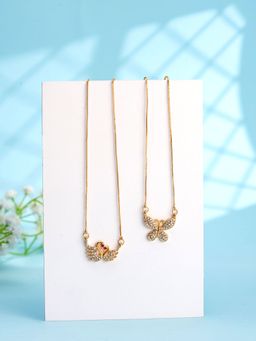 Yellow Chimes - 2 Pcs Combo of Butterfly & Swan Designed Pendants Necklace