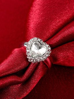 Yellow Chimes - Spark Heart Crystal Pave Setting Silver Ring