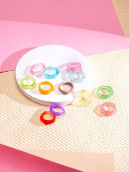 Yellow Chimes - Multi-Color Aesthetic Knuckle Rings Set of 12 Pcs