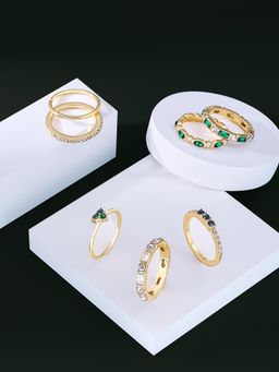 Yellow Chimes - Gold Plated Aesthetic Ring Knuckle Rings Combo of 7