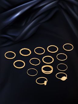 Yellow Chimes - Gold Plated Aesthetic Ring Knuckle Combo of 14 Pcs