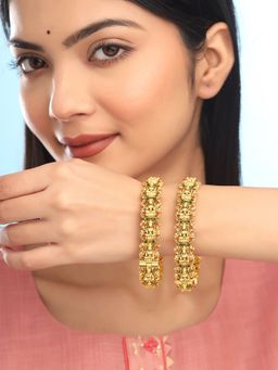 Yellow Chimes - Traditional 2 Pcs Golden Bangle Set