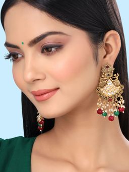Yellow Chimes - Gold Plated Kundan Drop Dancing Girls Chandbalis Earrings