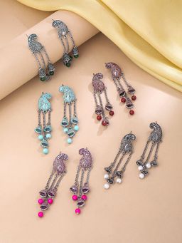 Yellow Chimes - Pack of 5 Traditional Oxidised German Silver Dome Shaped Dangler