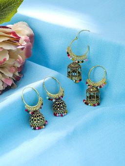 Yellow Chimes - Traditional Multi-Color Jhumkas