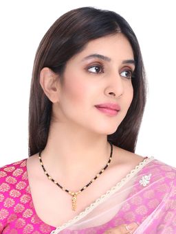 Yellow Chimes - Traditional Gold Plated Black Beads Mangal Sutra