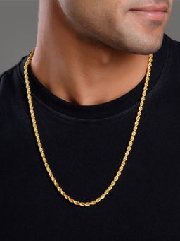 GIVA - Men 925 Silver Golden Rope Chain Necklace
