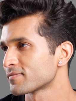 GIVA - Men 925 Silver Rhodium Sparkling Square Stud Earring