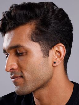 GIVA - Men 925 Silver Square Onyx Black Stud Earring
