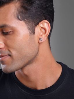 GIVA - Men 925 Silver Swastik Stud Earring