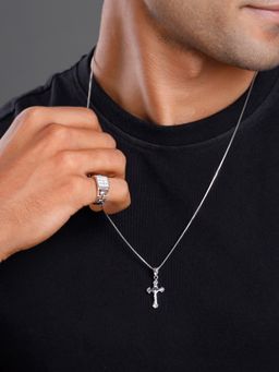 GIVA - Men 925 Silver Faith and Sparkle Jewellery Set