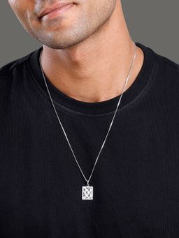 GIVA - Men 925 Silver Crystal Core Stone Studded Pendant Necklace