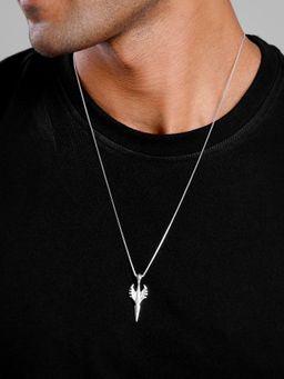 GIVA - Men 925 Oxidised Silver Phantom Edge Pendant Necklace