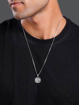 GIVA - Men 925 Silver Oxidised Cyber Shard Pendant Necklace