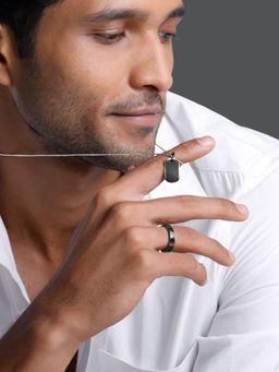 GIVA - Men 925 Silver Black Rhodium Noir Edge Jewellery Set