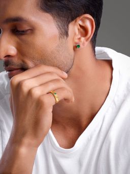 GIVA - Men 925 Silver Green Soft Edge Jewellery Set