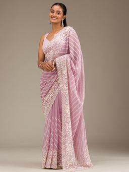 Koskii - Women Sequins Georgette Saree With Unstitched Blouse