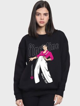 Bewakoof - Women's Black Watermelon Sugar Graphic Printed Oversized Sweatshirt